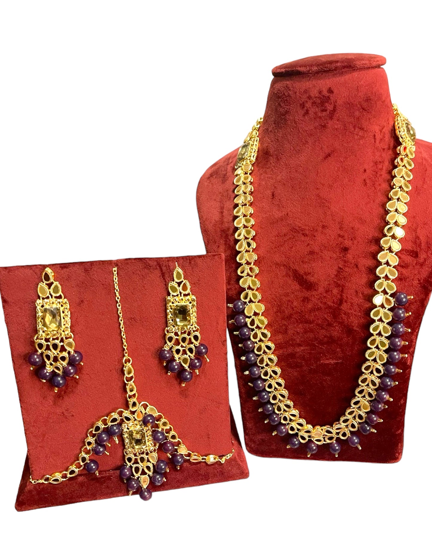 Purple Mala Set with Matha Patti