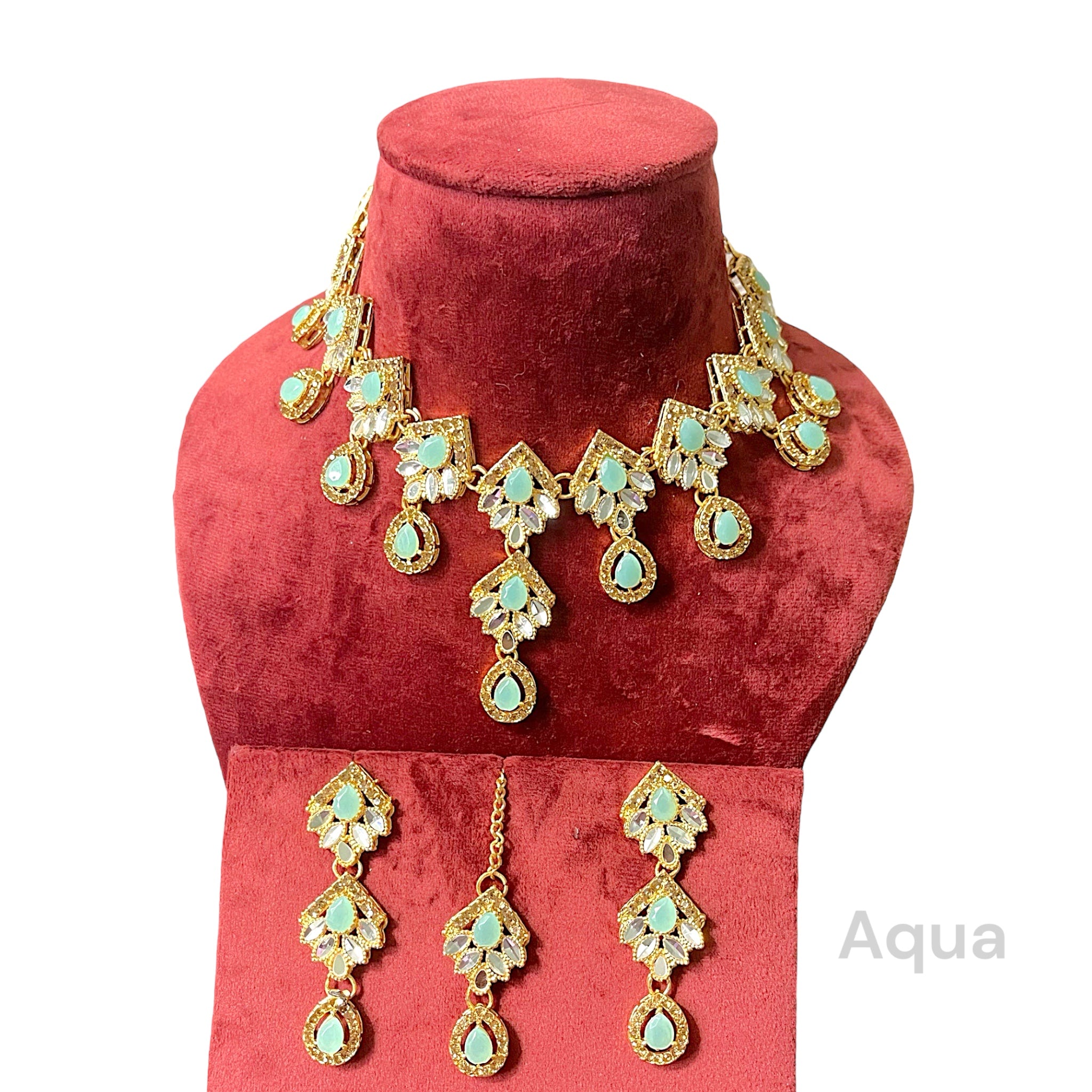 Blue kundan jewellery on sale set