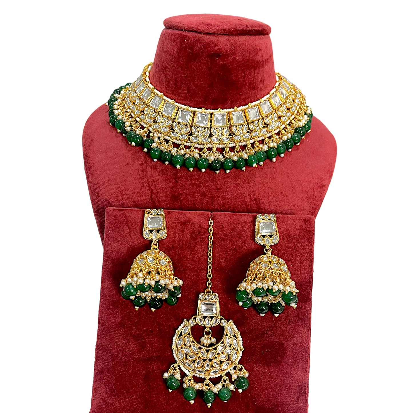 Green Kundan Set