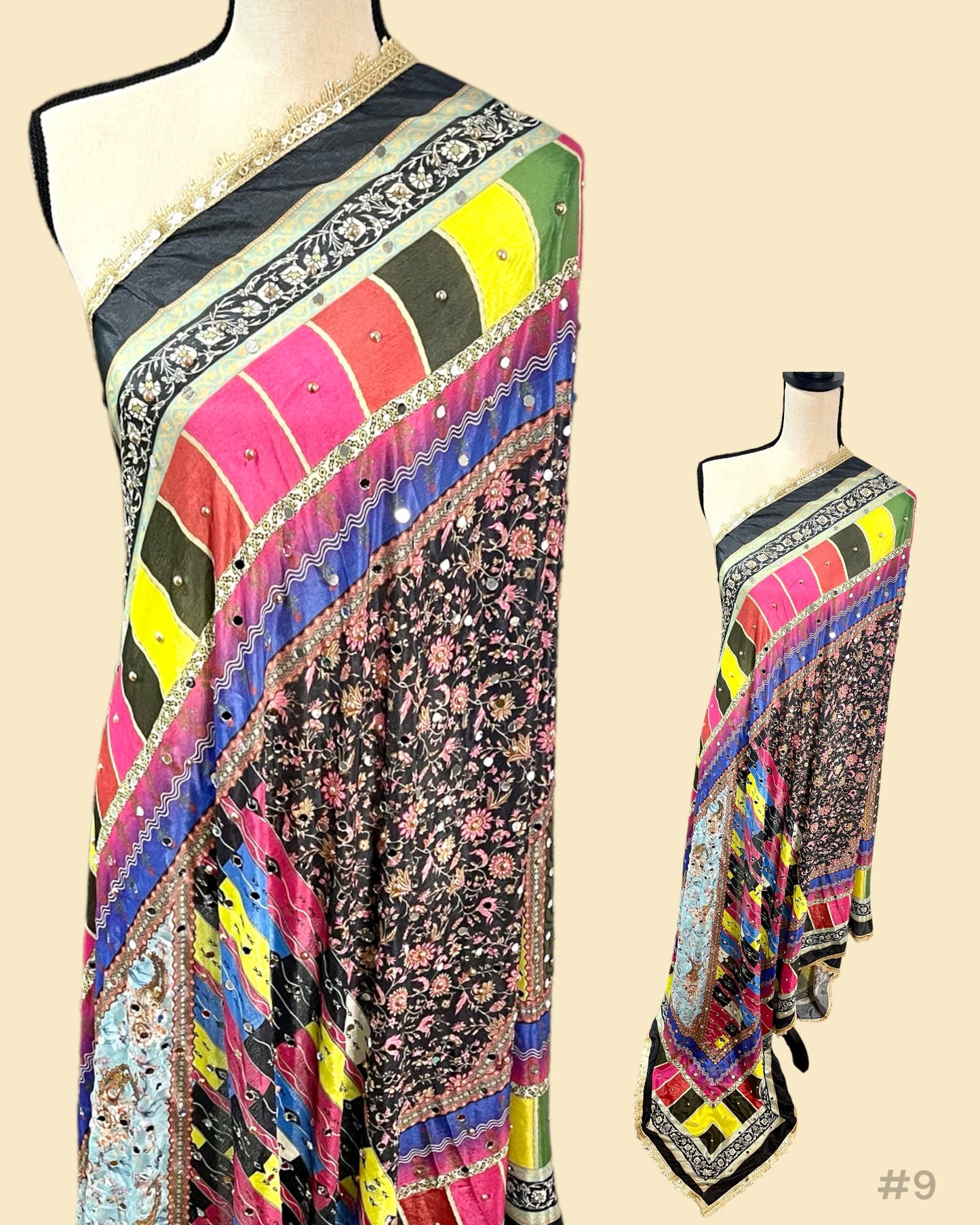 Black Pakistani Mirror Dupatta